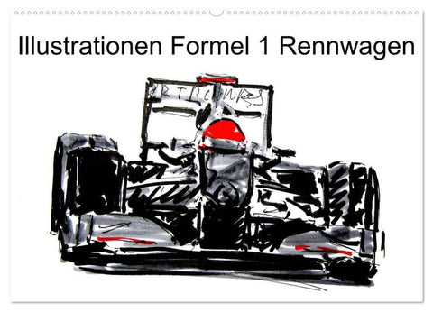 Illustrationen Formel 1 Rennwagen (Wandkalender 2026 DIN A2 quer), CALVENDO Monatskalender