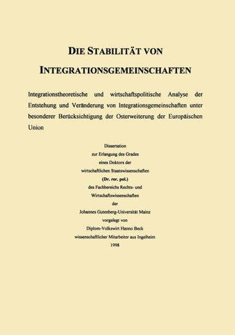 Die Stabilität von Integrationsgemeinschaften