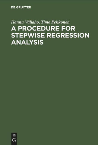 A Procedure for Stepwise Regression Analysis
