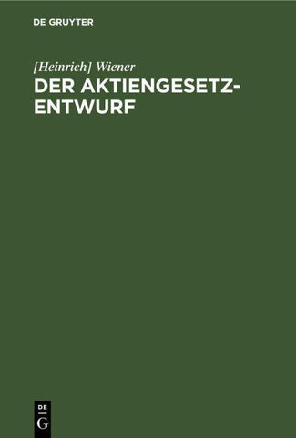 Der Aktiengesetz-Entwurf