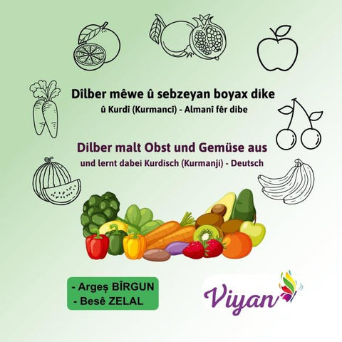 Dîlber mêwe û sebzeyan boyax dike û Kurdî (Kurmancî) - Almanî fêr dibe