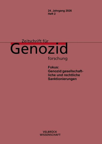 Zeitschrift für Genozidforschung, 24. Jahrgang 2026, Heft 2