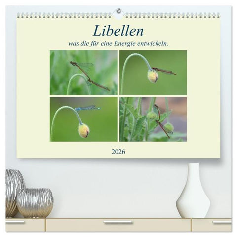Libellen, was die für eine Energie entwickeln. (hochwertiger Premium Wandkalender 2026 DIN A2 quer), Kunstdruck in Hochglanz