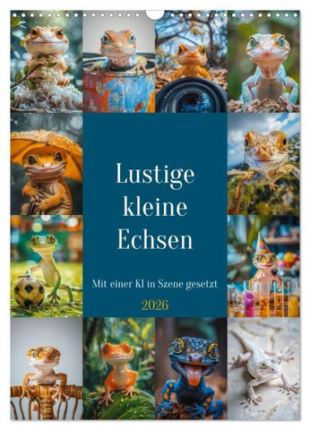 Lustige kleine Echsen (Wandkalender 2026 DIN A3 hoch), CALVENDO Monatskalender
