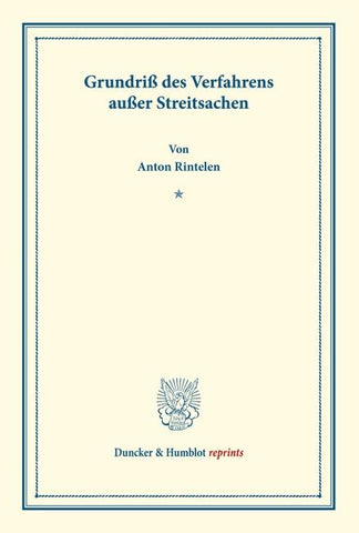 Grundriß des Verfahrens außer Streitsachen.