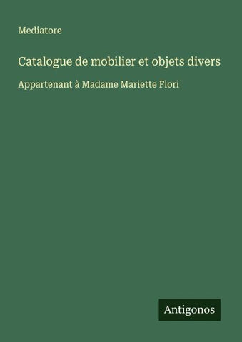 Catalogue de mobilier et objets divers