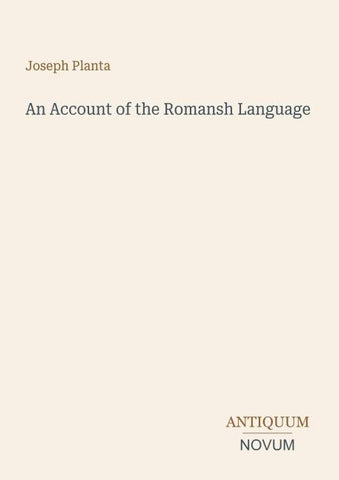 An Account of the Romansh Language