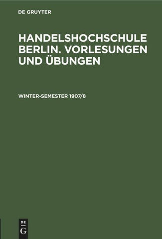 Winter-Semester 1907/8