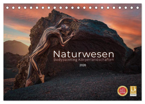 Naturwesen - Bodypainting Körperlandschaften (Tischkalender 2026 DIN A5 quer), CALVENDO Monatskalender