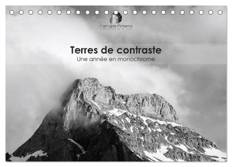 Terres de contraste – Une année en monochrome (Calendrier de bureau 2026 DIN A5 vertical), CALVENDO calendrier mensuel