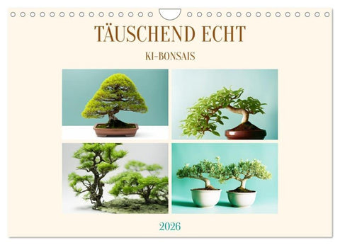 Täuschend echt KI-Bonsais (Wandkalender 2026 DIN A4 quer), CALVENDO Monatskalender