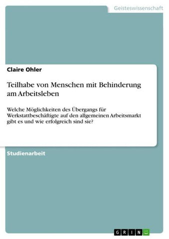 Teilhabe von Menschen mit Behinderung am Arbeitsleben