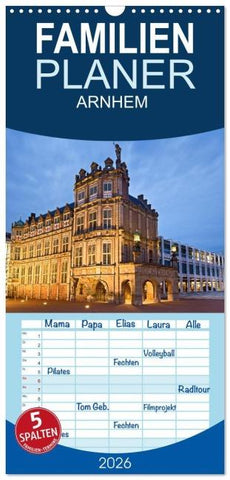 Familienplaner 2026 - ARNHEM mit 5 Spalten (Wandkalender, 21 x 45 cm) CALVENDO