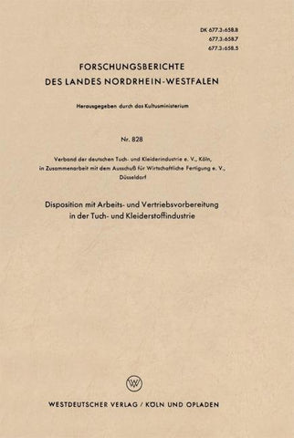 Disposition mit Arbeits- und Vertriebsvorbereitung in der Tuch- und Kleiderstoffindustrie
