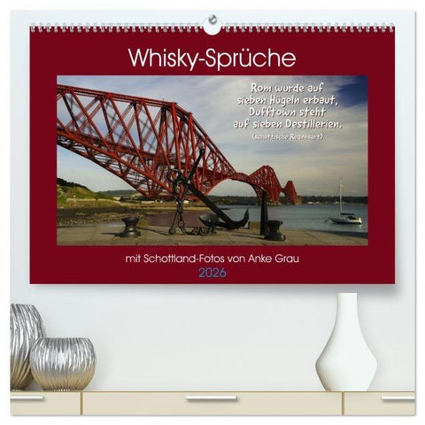 Whisky-Sprüche (hochwertiger Premium Wandkalender 2026 DIN A2 quer), Kunstdruck in Hochglanz