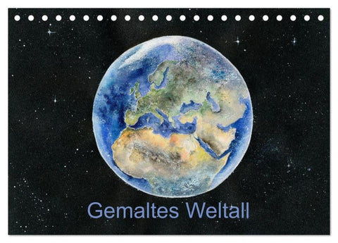 Gemaltes Weltall (Tischkalender 2026 DIN A5 quer), CALVENDO Monatskalender