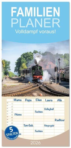 Familienplaner 2026 - Volldampf voraus! mit 5 Spalten (Wandkalender, 21 x 45 cm) CALVENDO
