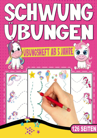Schwungübungen Übungsheft ab 5 Jahre – Das Einhorn Lernheft für Mädchen