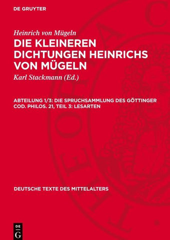 Die Spruchsammlung des Göttinger Cod. Philos. 21, Teil 3: Lesarten