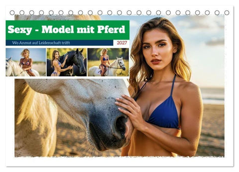 Sexy - Model mit Pferd (Tischkalender 2027 DIN A5 quer), CALVENDO Monatskalender