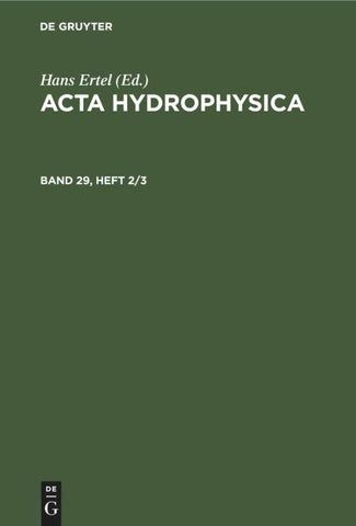 Acta Hydrophysica. Band 29, Heft 2/3