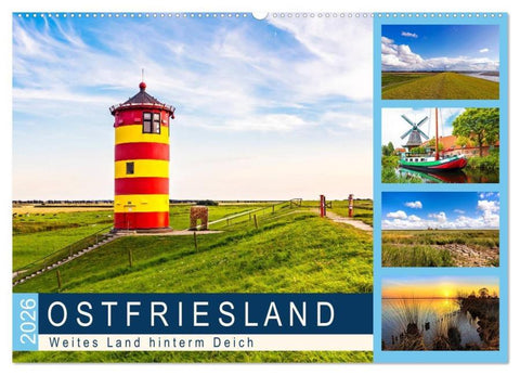 OSTFRIESLAND Weites Land hinterm Deich (Wandkalender 2026 DIN A2 quer), CALVENDO Monatskalender
