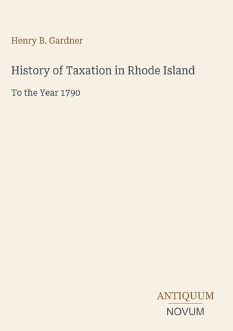 History of Taxation in Rhode Island