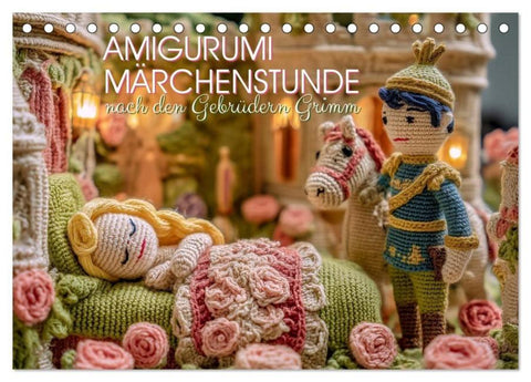 Amigurumi Märchenstunde nach den Gebrüdern Grimm (Tischkalender 2026 DIN A5 quer), CALVENDO Monatskalender