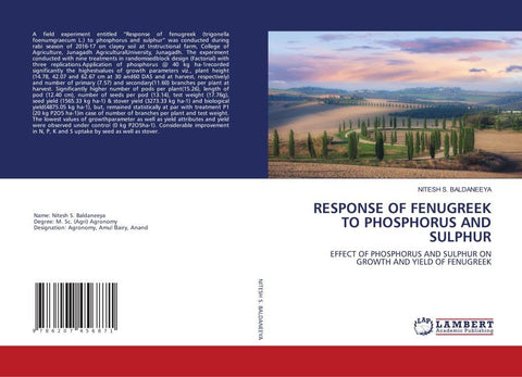 RESPONSE OF FENUGREEK TO PHOSPHORUS AND SULPHUR