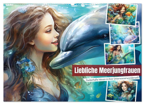 Liebliche Meerjungfrauen (Wandkalender 2026 DIN A2 quer), CALVENDO Monatskalender