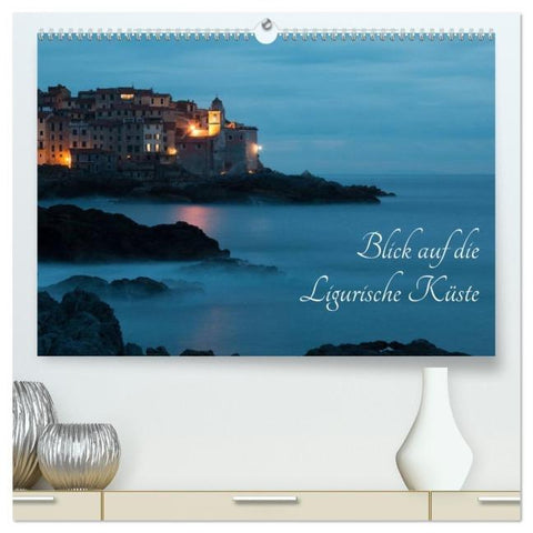 Blick auf die Ligurische Küste (hochwertiger Premium Wandkalender 2026 DIN A2 quer), Kunstdruck in Hochglanz