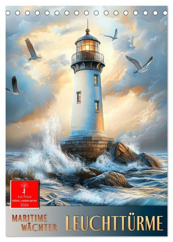 Maritime Wächter - Leuchttürme (Tischkalender 2026 DIN A5 hoch), CALVENDO Monatskalender