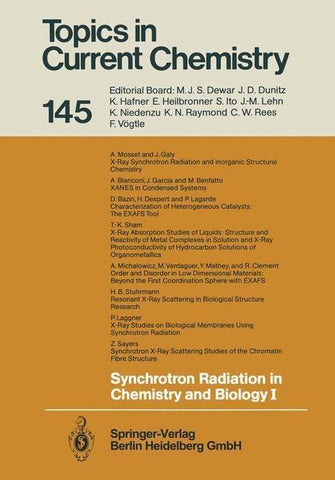 Synchrotron Radiation in Chemistry and Biology I