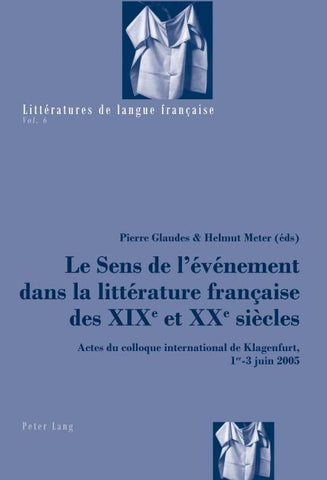 Le Sens de l’événement dans la littérature française des XIX e et XX e siècles