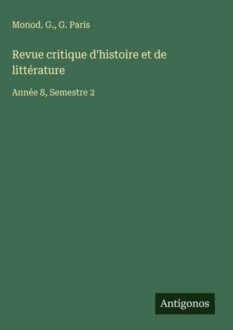 Revue critique d'histoire et de littérature
