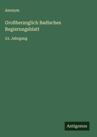 Großherzoglich Badisches Regierungsblatt