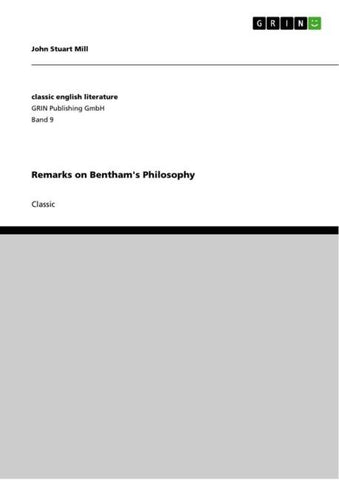 Remarks on Bentham's Philosophy