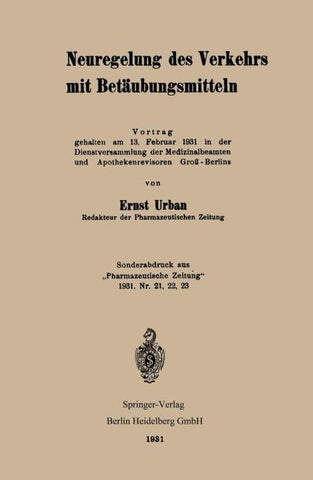 Neuregelung des Verkehrs mit Betäubungsmitteln