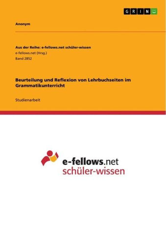 Beurteilung und Reflexion von Lehrbuchseiten im Grammatikunterricht