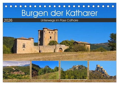 Burgen der Katharer - Unterwegs im Pays Cathare (Tischkalender 2026 DIN A5 quer), CALVENDO Monatskalender