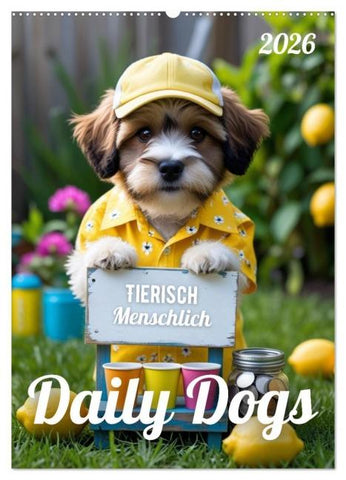 Daily Dogs – Tierisch menschlich (Wandkalender 2026 DIN A2 hoch), CALVENDO Monatskalender