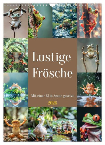 Lustige Frösche (Wandkalender 2026 DIN A3 hoch), CALVENDO Monatskalender