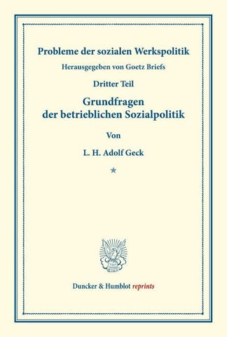 Grundfragen der betrieblichen Sozialpolitik.