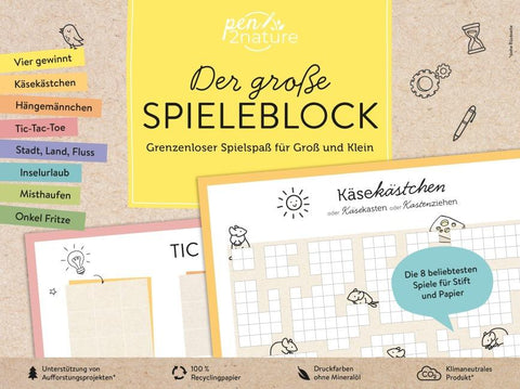 Der große Spieleblock. Umweltfreundlicher Spielspaß für Groß und Klein
