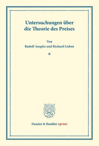 Untersuchungen über die Theorie des Preises.
