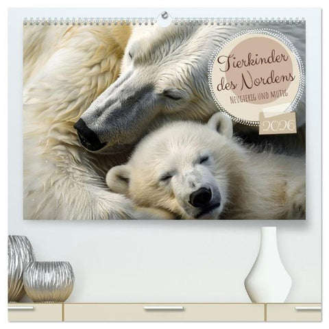 Tierkinder des Nordens (hochwertiger Premium Wandkalender 2026 DIN A2 quer), Kunstdruck in Hochglanz
