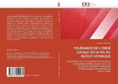 TOLERANCE DE L'ORGE  LOCALE VIS-A-VIS DU  DEFICIT HYDRIQUE
