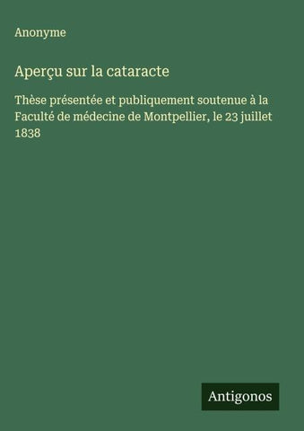 Aperçu sur la cataracte