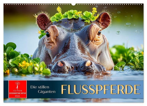 Flusspferde - die stillen Giganten (Wandkalender 2026 DIN A2 quer), CALVENDO Monatskalender