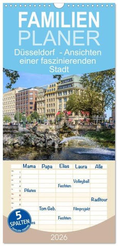 Familienplaner 2026 - Düsseldorf - Ansichten einer faszinierenden Stadt mit 5 Spalten (Wandkalender, 21 x 45 cm) CALVENDO